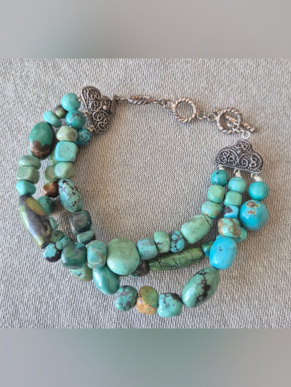 Turquoise Multi-Strand Beaded Necklace - Green/Blue